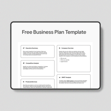 Free Business Plan Template for Businesses
