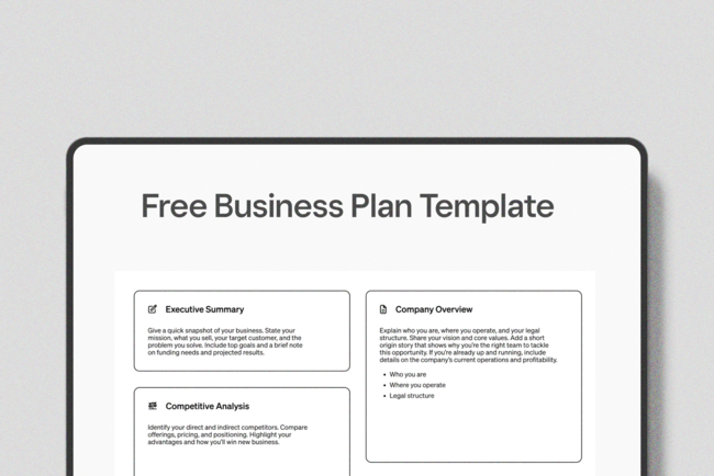 Free Business Plan Template for Businesses