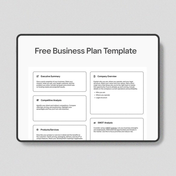 Free Business Plan Template for Businesses