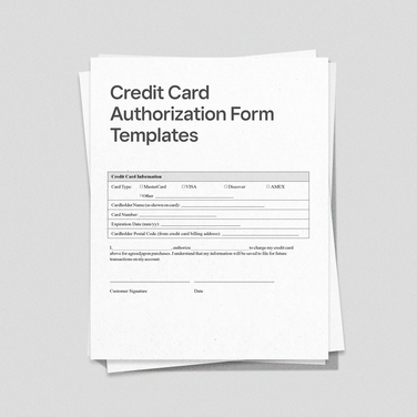 Credit Card Authorization Form Templates