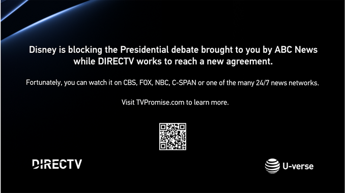 Disney denies DIRECTV request to return programming ahead of Presidential Debate